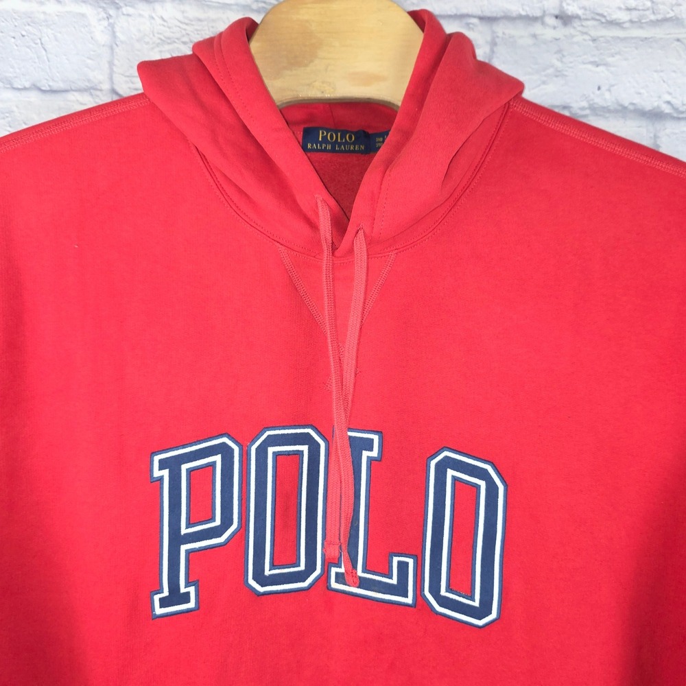Polo Ralph Lauren Men Hoodie Red Long Sleeve Pullover Logo Sweatshirt 3XB BIG